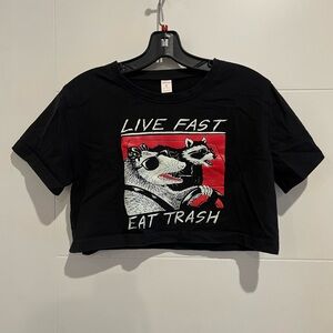 SHEIN Live Fast Eat Trash Crop Top